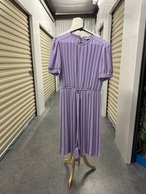 Pleated Lavender Midi Dress